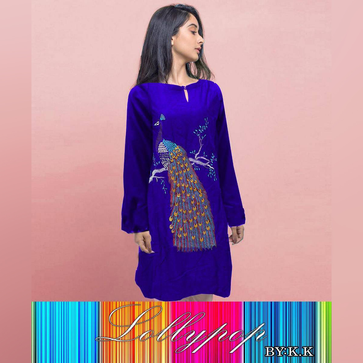 Purple Embroidery Cotton Shirt Ladies 