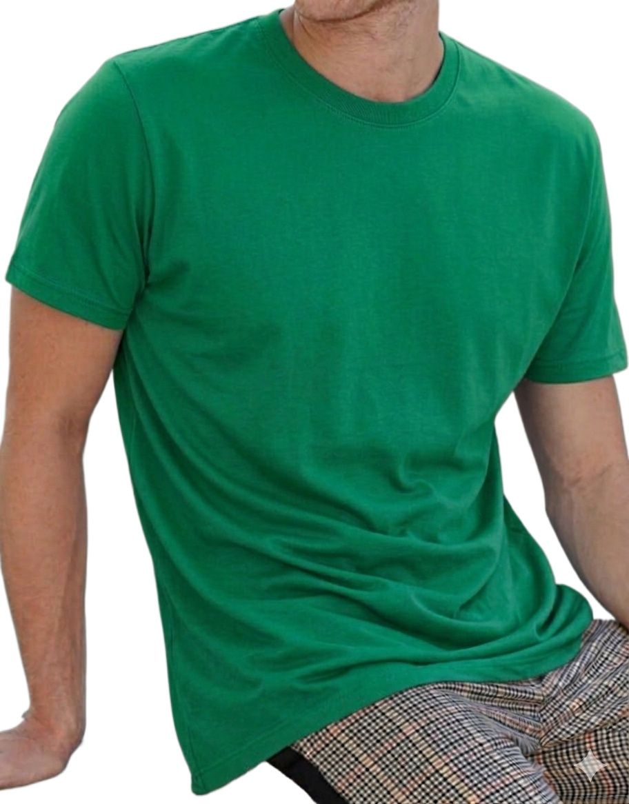 Green Cotton Half Sleeve Tshirt