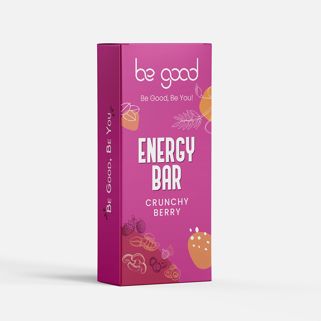 Be Good Crunchy Berry Energy Bar 45g | Almonds, Melon & Chia Seeds, Black Currants, Dried Apricots, Dates & Honey | Crunchy High Fiber Energy Bar