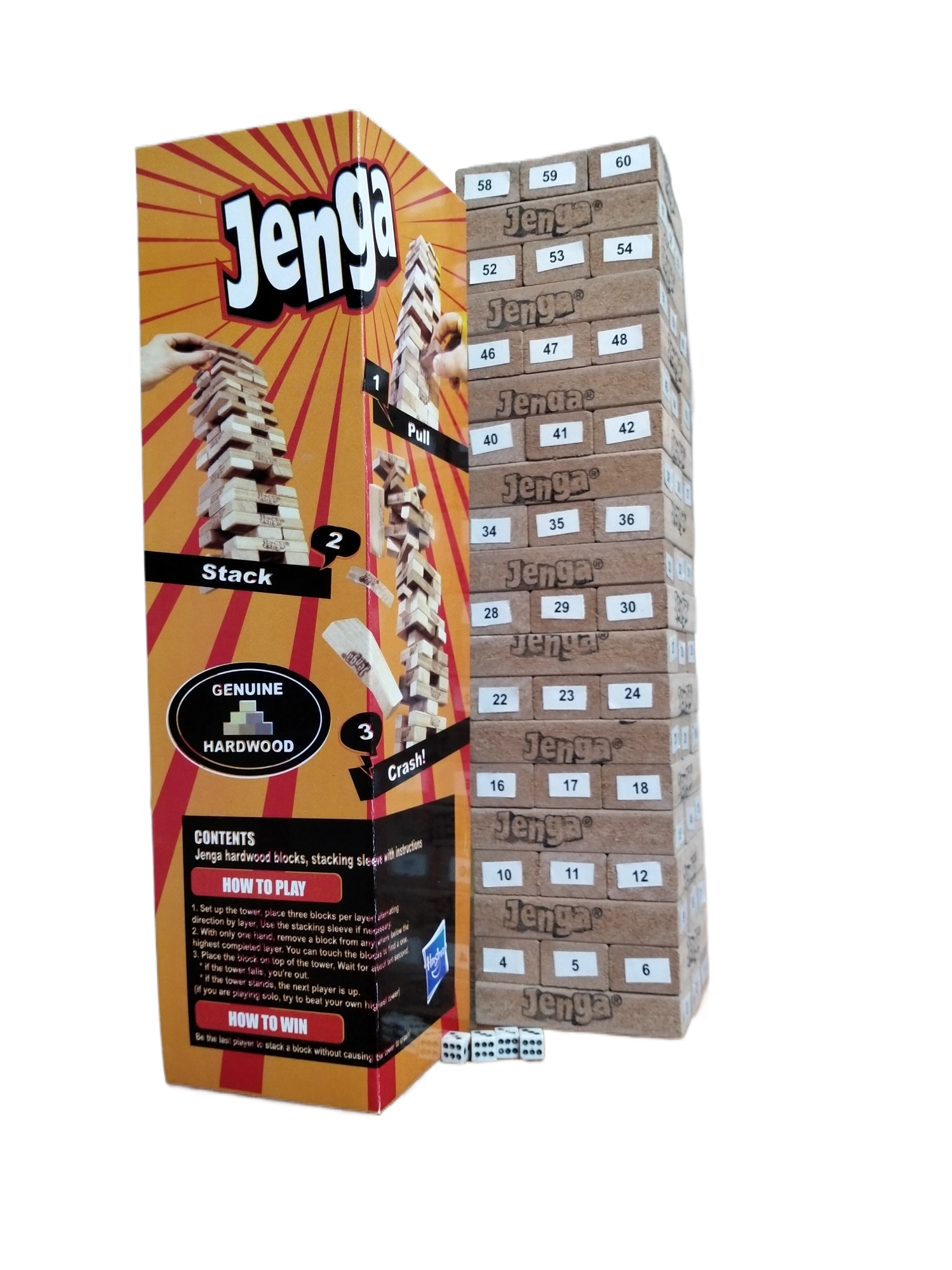 Classic Hasbro Gaming Jenga Tower Wooden Blocks Game 54 Pcs Pieces - Wood Toy.