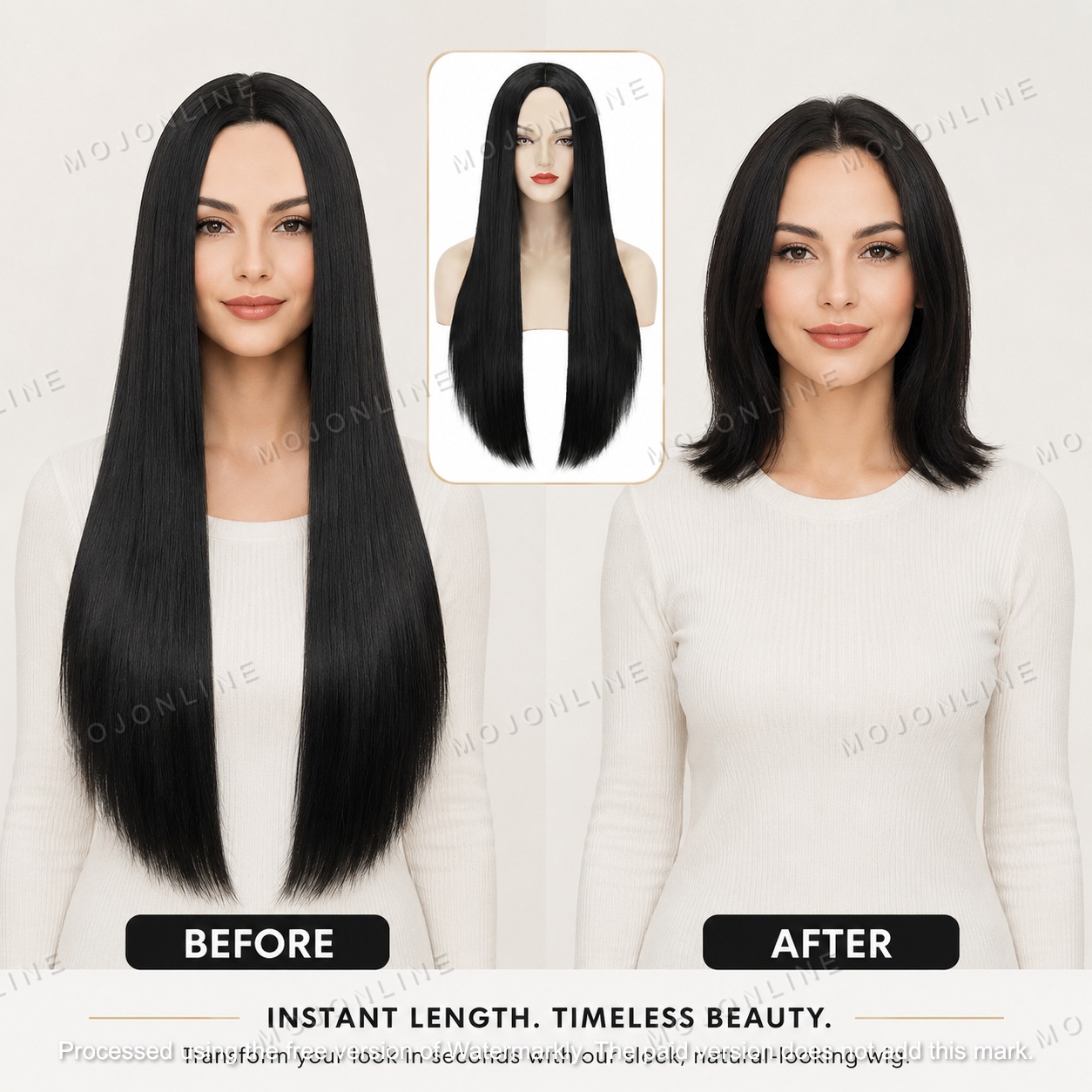 32 inch Long Full Head Hair Wig extension For Girls Natural Black color