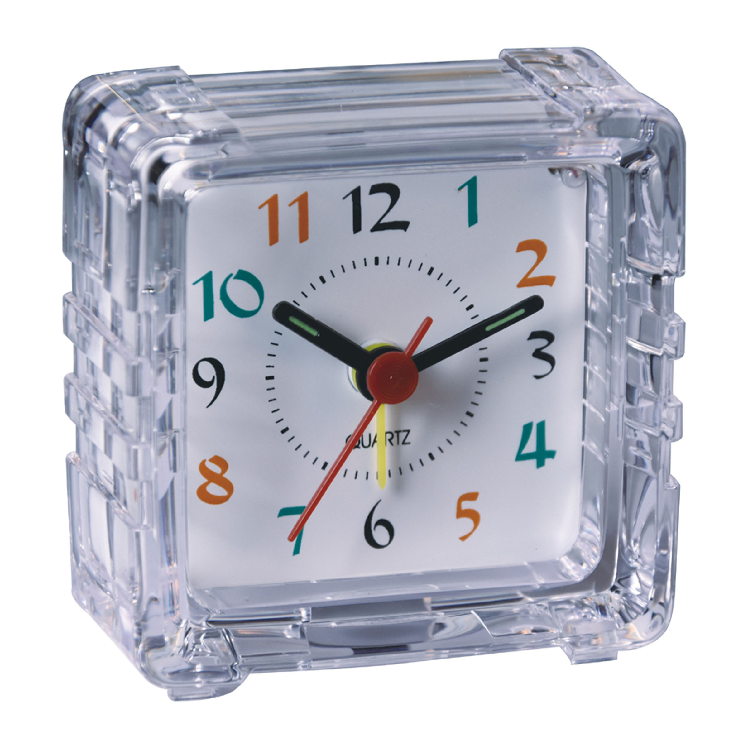Home and Travel use Alarm Clock Small Quartz on snooze with clock Light deman- Resin white Crystal Clock children table clock-