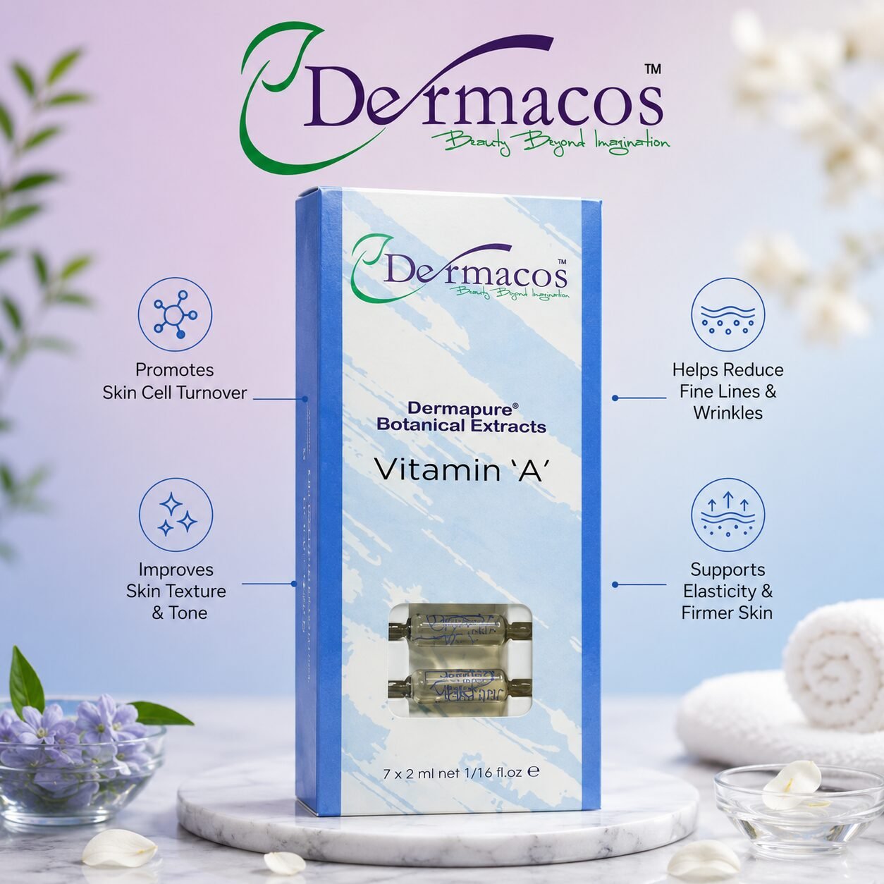 Dermapure Vitamin A Ampoule () Pack of 7 | Skin Care Serum | 2ml