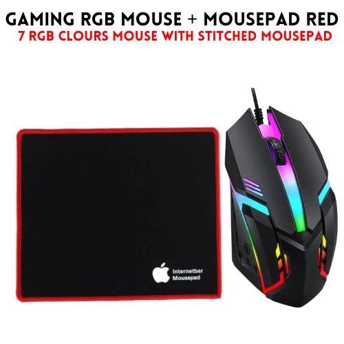 Gaming Wireless Mouse RGB With High Quality Mouse Pad - 7 Light Breathing RGB Mouse With All Sides Stitched Mousepad - USB Wired Gaming Mouse For PC & Laptop