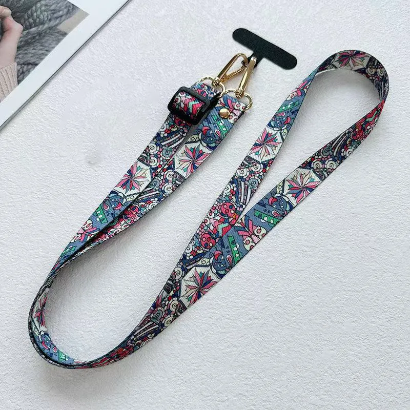 Anti-Lost Upgraded Version Of Retro Pattern Diagonal Strap Adjustable Anti-drop Mobile Phone Long Lanyard Hanging Neck Lanyard To Prevent Losing Rope Mobile Phone Pendant