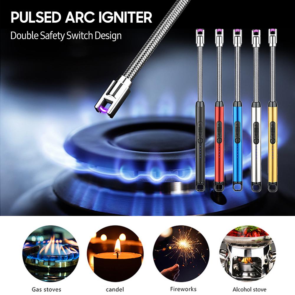Electric Arc USB Rechargeable Flameless Arc Lighter Flexible and Windproof for Candles, Hiking, Camping, Kitchen, Fireplaces 360 degree free rotation