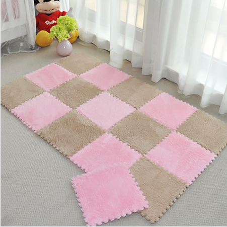 30X30Cm Kids Carpet Foam Puzzle Mat Eva Shaggy Baby Eco Floor Square Stitching Velvet Mat For Living Room Decor Floor Mats - 10Pcs