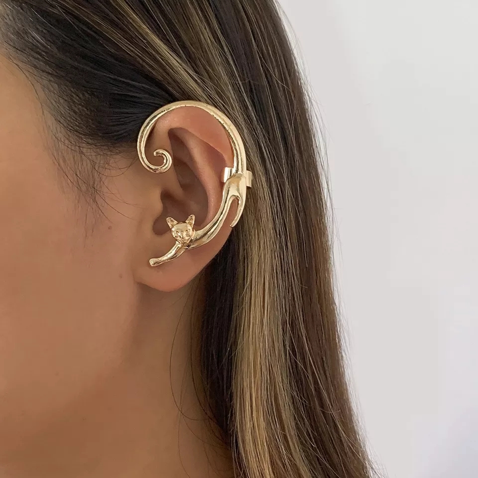1 Side Gold Plated Cat shaped Ear cuff for one Ear