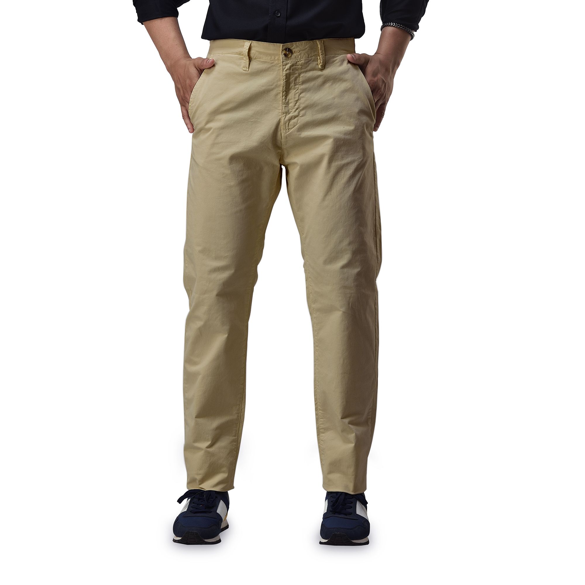 Men's Stretchable Chino Pants Full Length Regular Fit in Solid Colors