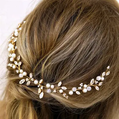 Bridal hair accessories, Pearl hair piece, Bridal pearl headband, Wedding  hair vine.