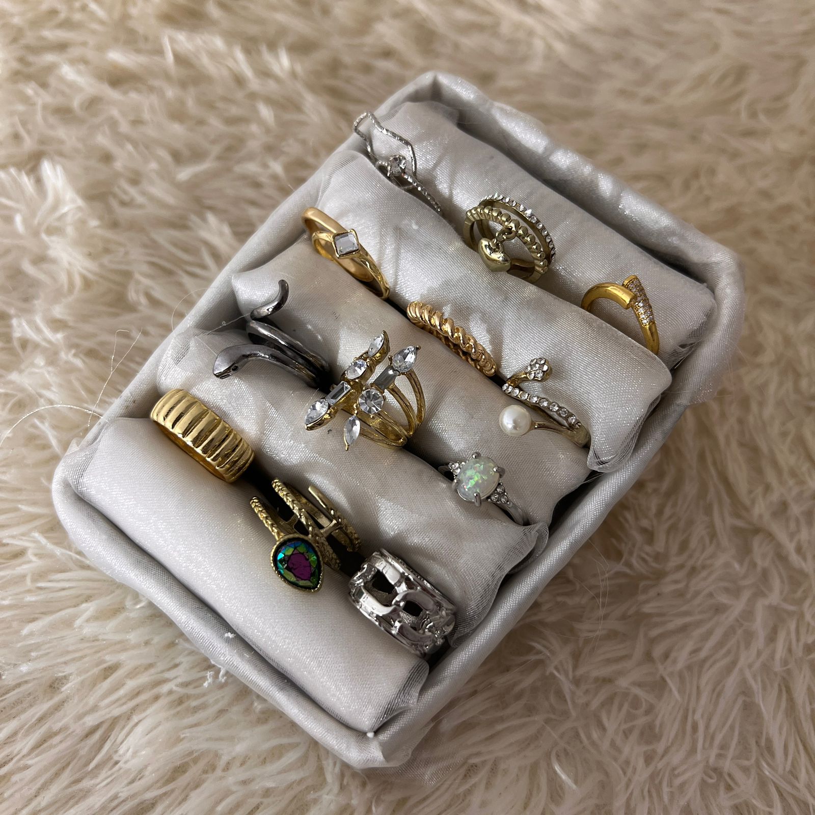14 Pcs Adjustable Rings Set – Random Designs & Colors | Trendy Korean Rings for Girls