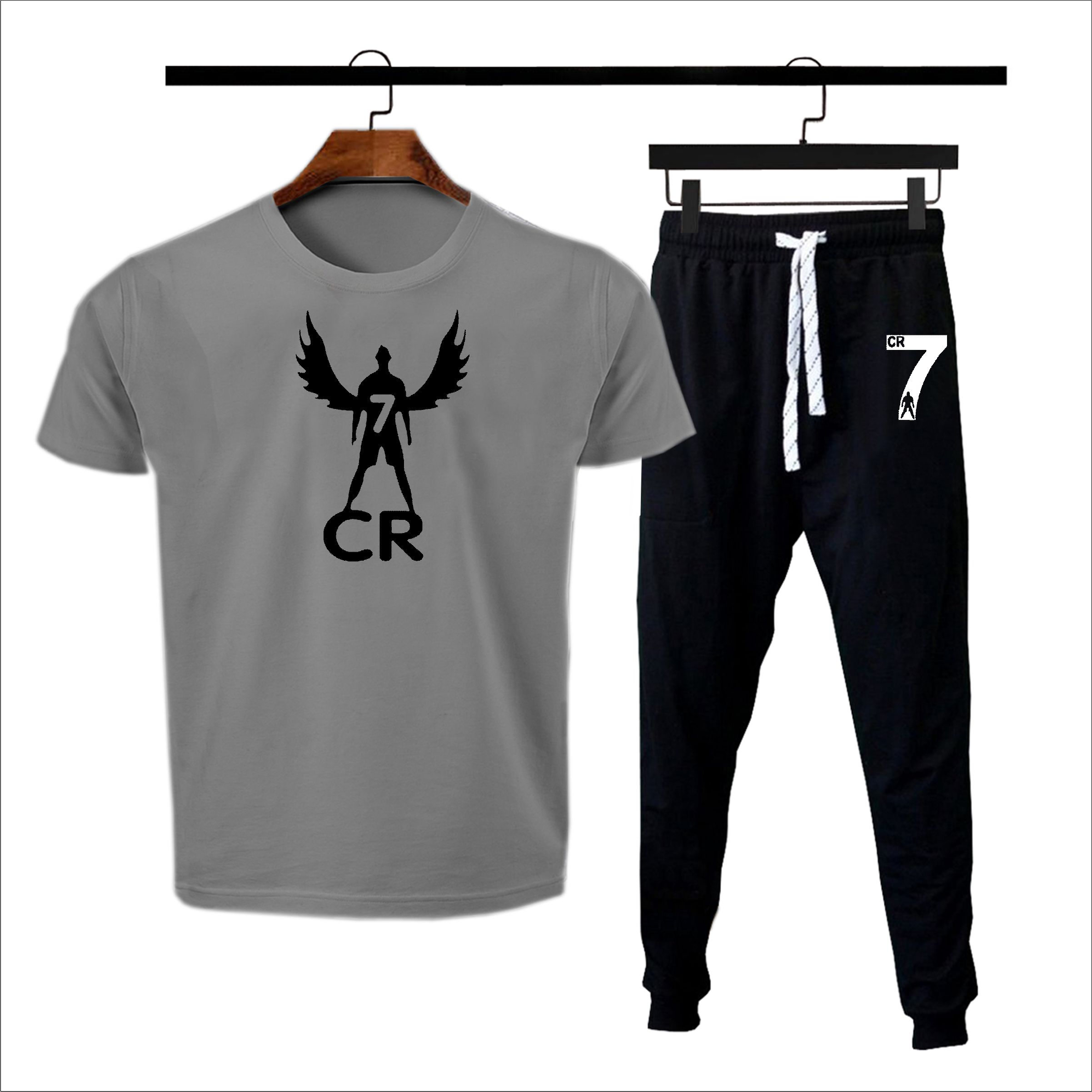CR7 Summer Printed Tracksuit For Men & Boys | Soft & Comfortable Fabric Tshirts for men & Trouser Printed Tracksuit-yellow