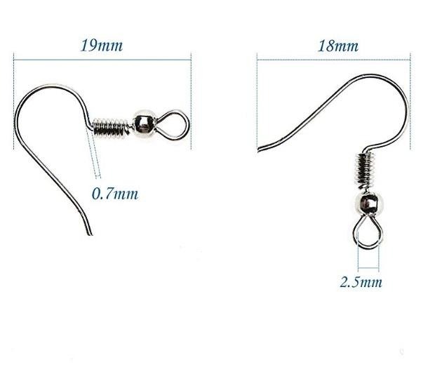 Earring Hooks Base For Jewellery Making Silver (50 Pairs)