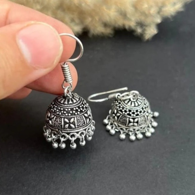 Silver Antique Style Golden Jhumki/Earrings For Girls & Woman