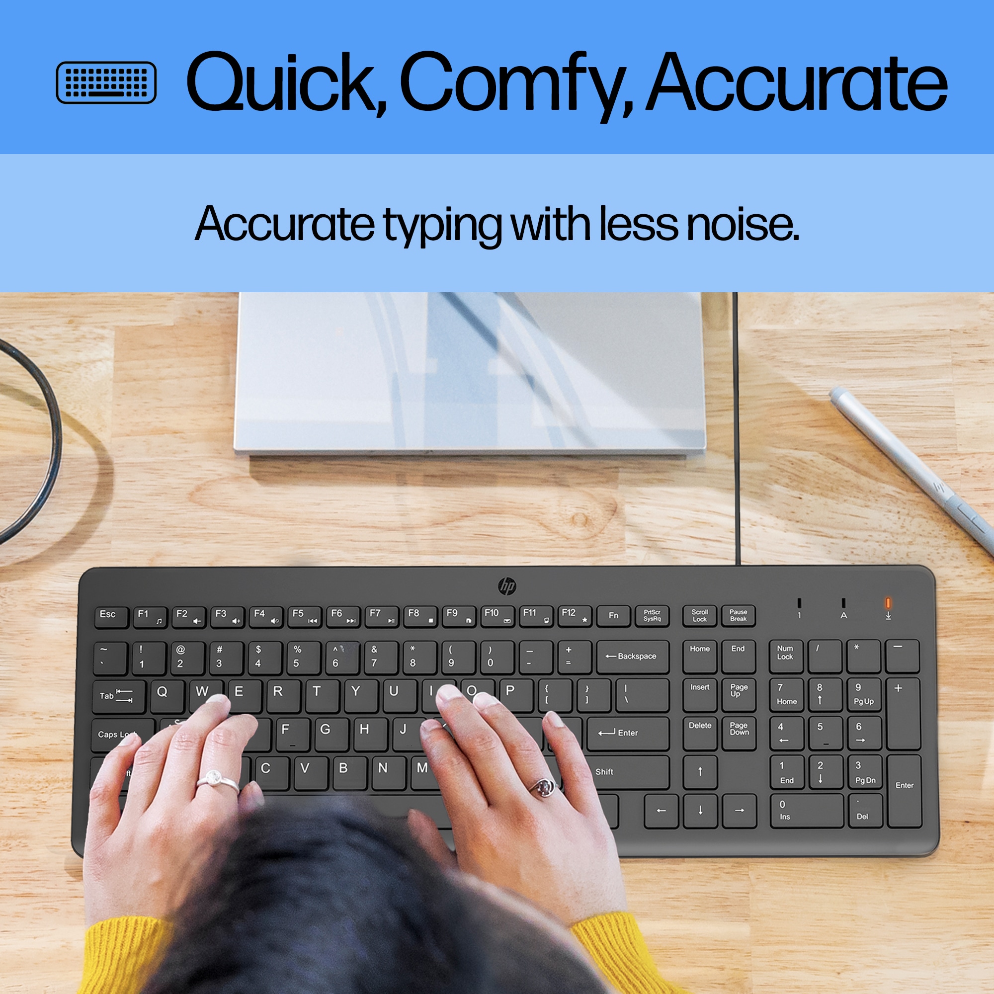 HP Wired Keyboard Reliable Typing Performance Durable Build For Everyday Typing Responsive Key Feedback For Gaming and Work