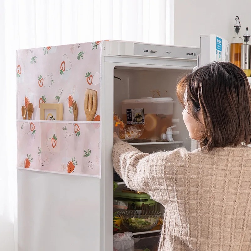 New Imported Waterproof Refrigerator Dust Cover Multi-purpose Covers Freezer Cooler For Home Appliances With Pockets Storage Bag Household Portable Dust Fridge Top  Cover
