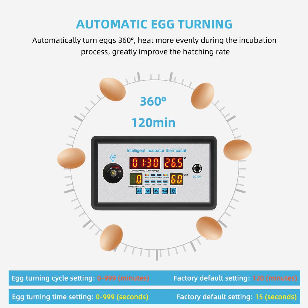 220v Digital Temperature Humidity Controller for Incubation High Accuracy Hatching Temp Humidity Control Thermostat Incubator 360 Automatic Egg Turning ZFX-W9002