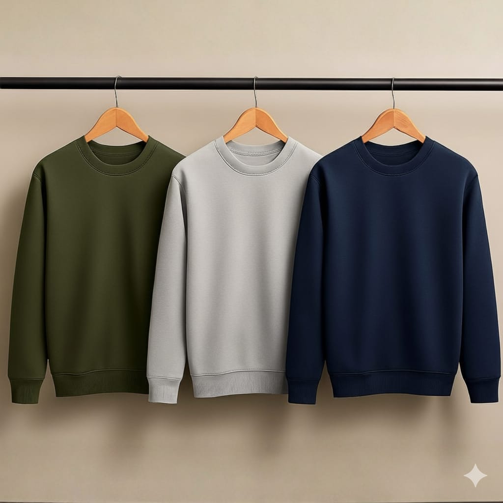 3 Colour Decent plain Sweatshirt For Men's & Women