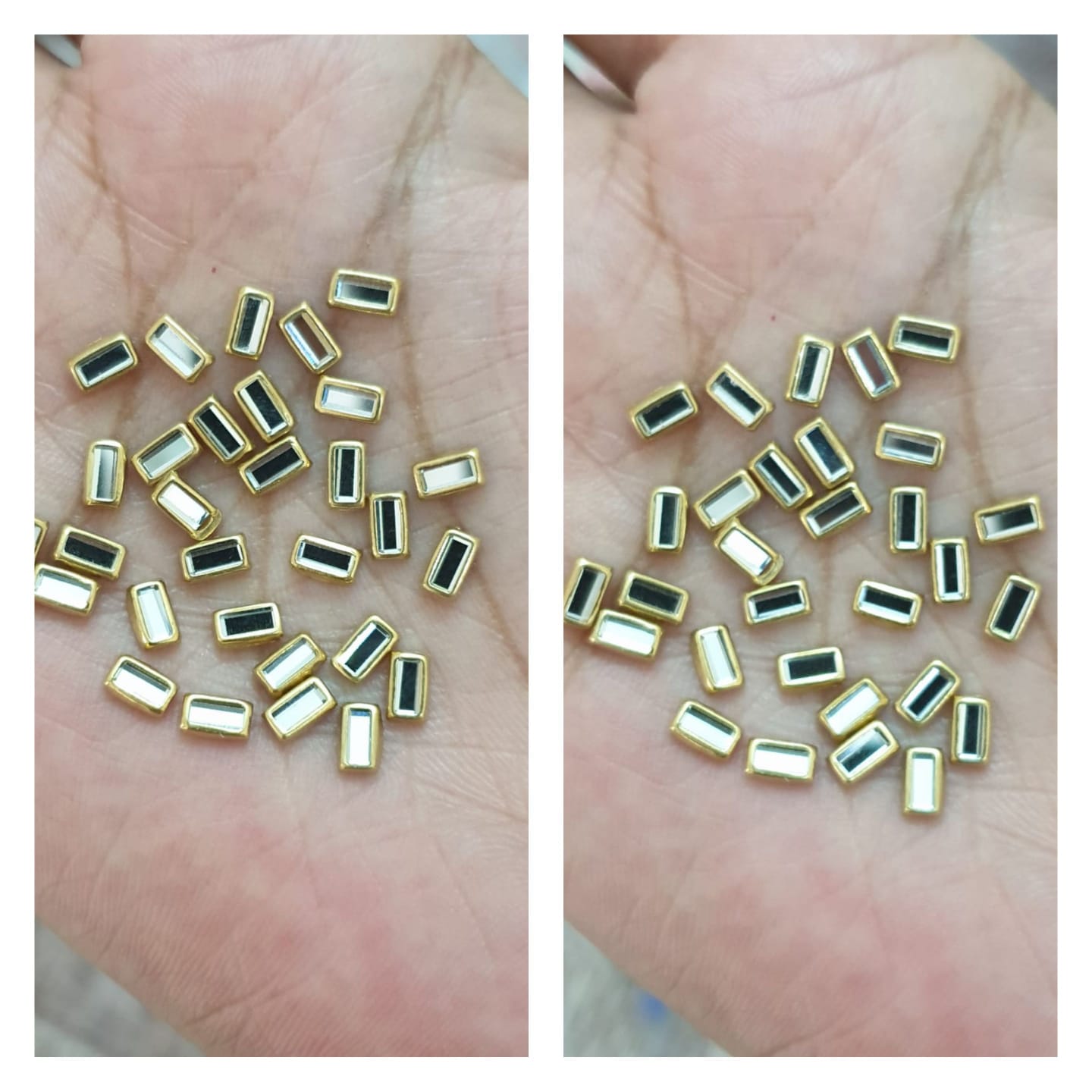 Rectangular Kundi 60 Pcs Tiny Rectangular Shape Kundan Stones for Embroidery, Craft and ...