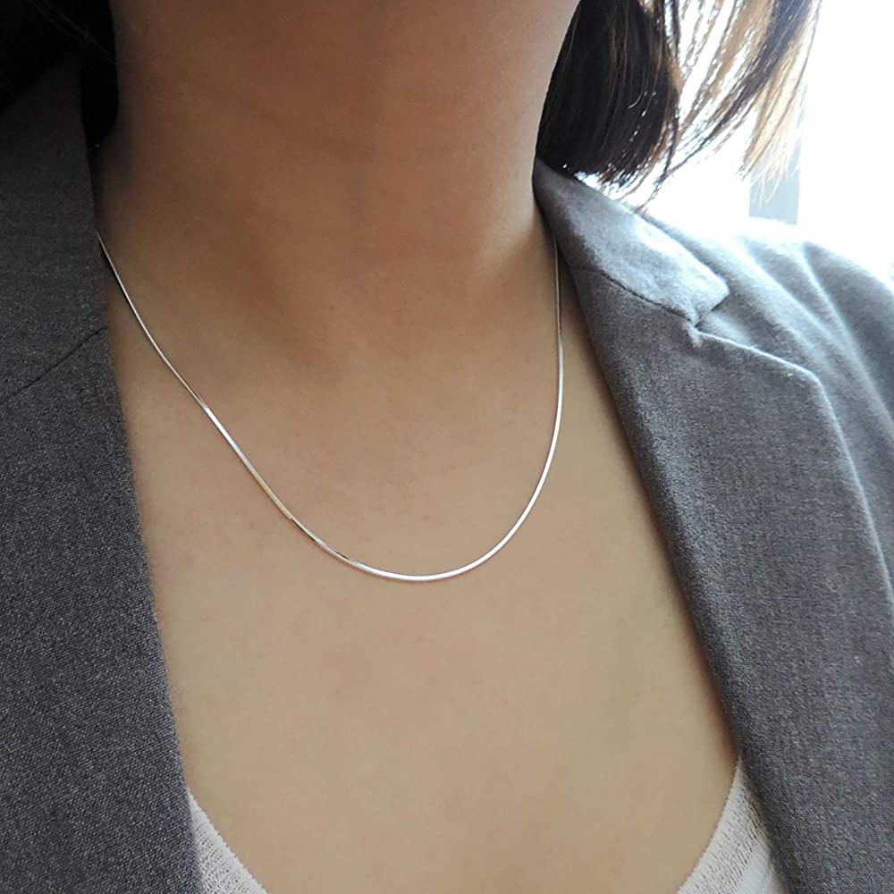Stainless Steel Silver Snake Chain Necklace 2mm Thin For Men and Women
