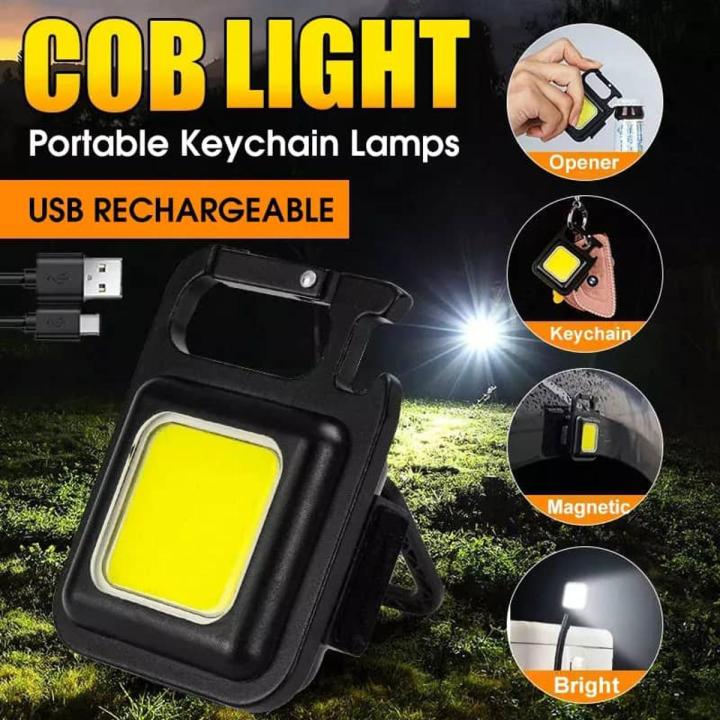 COB Small Flashlight, Keychain Work Light, USB Rechargeable, Mini LED Handheld t, 3 Light Modes Portable Pocket Light for Gift, Camping Emergency Fishing, Aluminum