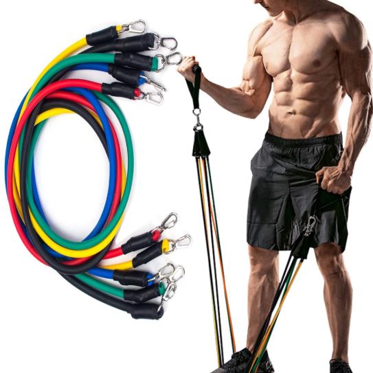 Fitness Home Gym 5 Rubber Tubes Fitness Strength Training Power Resistance Bands JT-003, Chest Flexor / Muscle Pulling Exerciser / Muscle Workout Stretcher Home Fitness Equipment for Men & Women