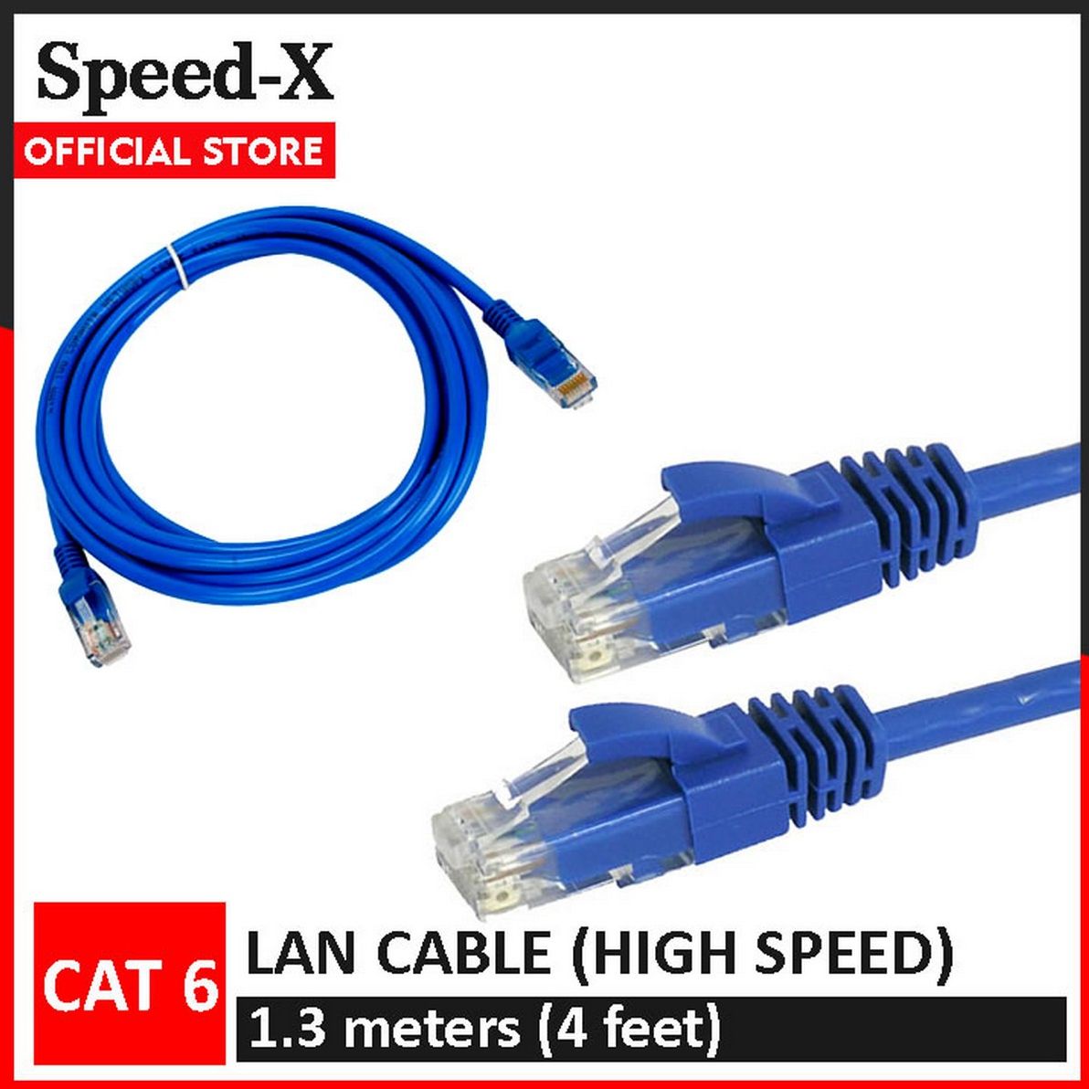 SpeedX LAN Cable 1.3 meters (4 feet) Cat 6 Ethernet Cable FIXED CONNECTORS Internet Wire