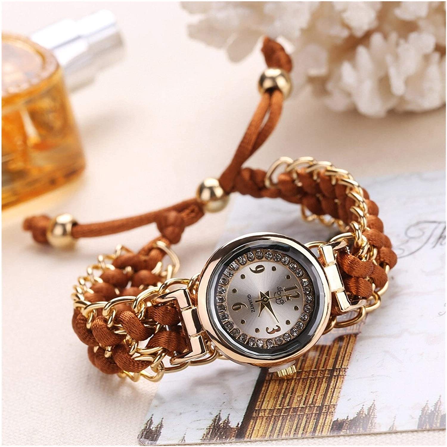 Buy New Geneva Gold Dial Thread Knitted Alloy Chain Women Ladies Bracelet  Watch Jewelry #5 Online at desertcartINDIA