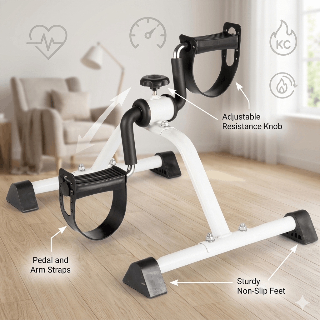 DAN TECHNOLOGY Whisper-Quiet Pedal Exerciser | Foldable Mini Bike for Arm, Leg, Recovery & Cardio Training