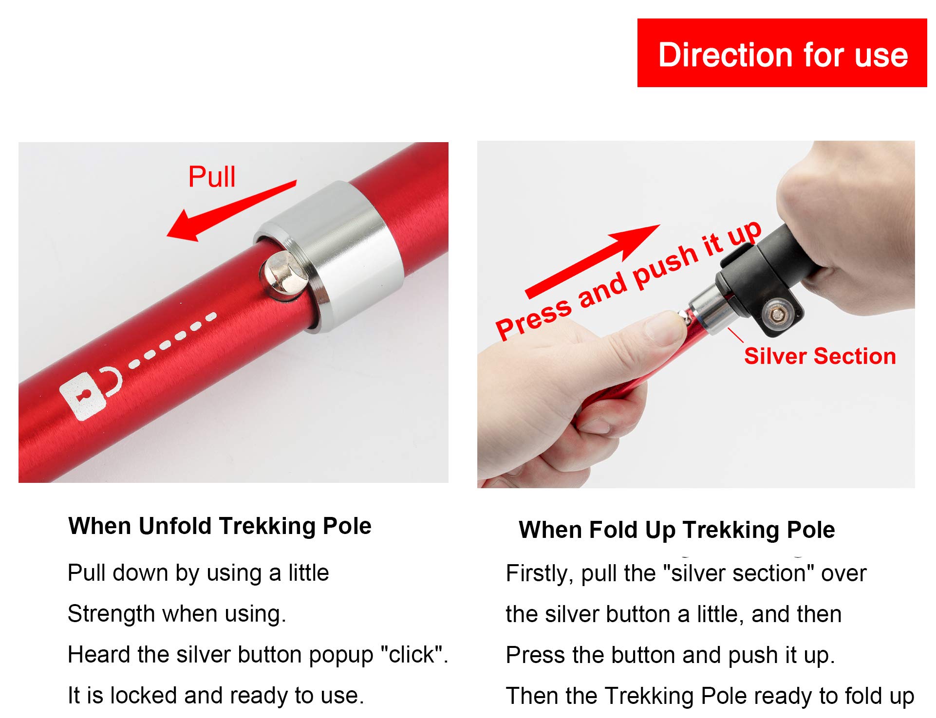 Trekking Pole - Adjustable Antishock Trekking Hiking Walking Stick