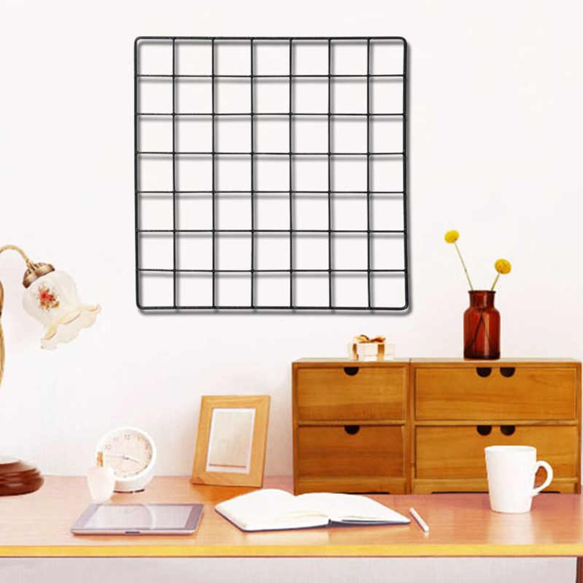 Metal Mesh Grid Panel Photo Wall Decor Art Display 14x14inch