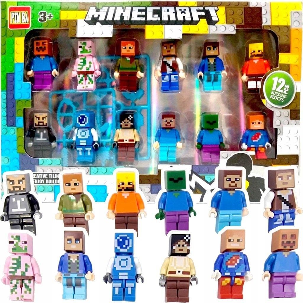 SET OF 12 Minecraft Figures- Minecraft Overworld Action Figure Set