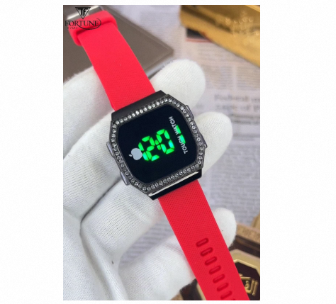 Digital Touch Display Luxury Fashion Watch red in color