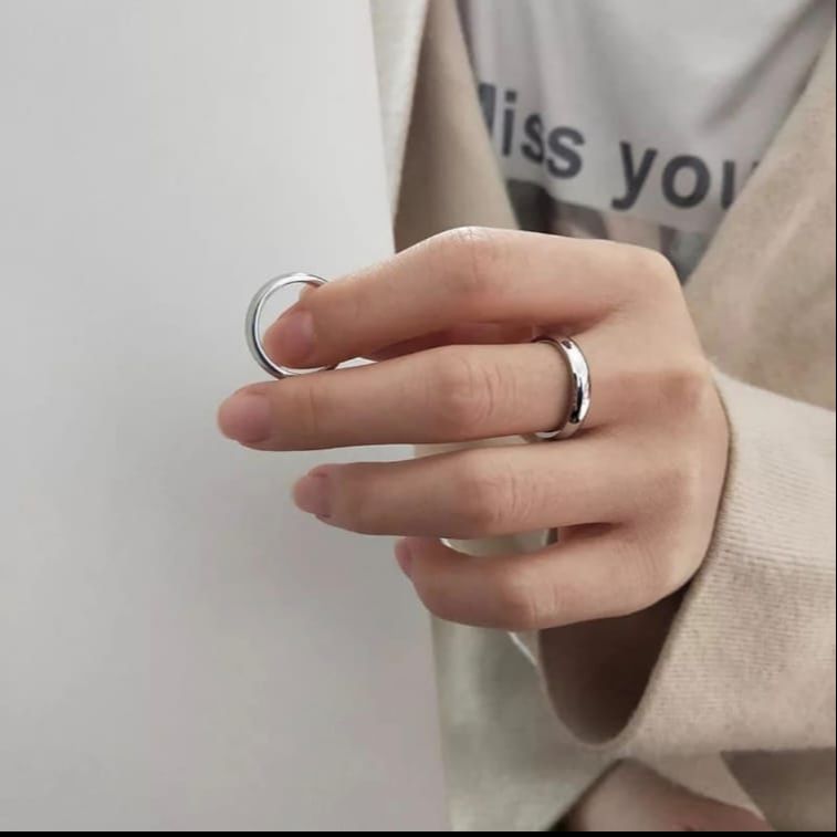 AlRashid Shopping Store Couple Ring In Silver For Man & Woman Best Gift For Newly Married Couple & Engagement Pack Of 2