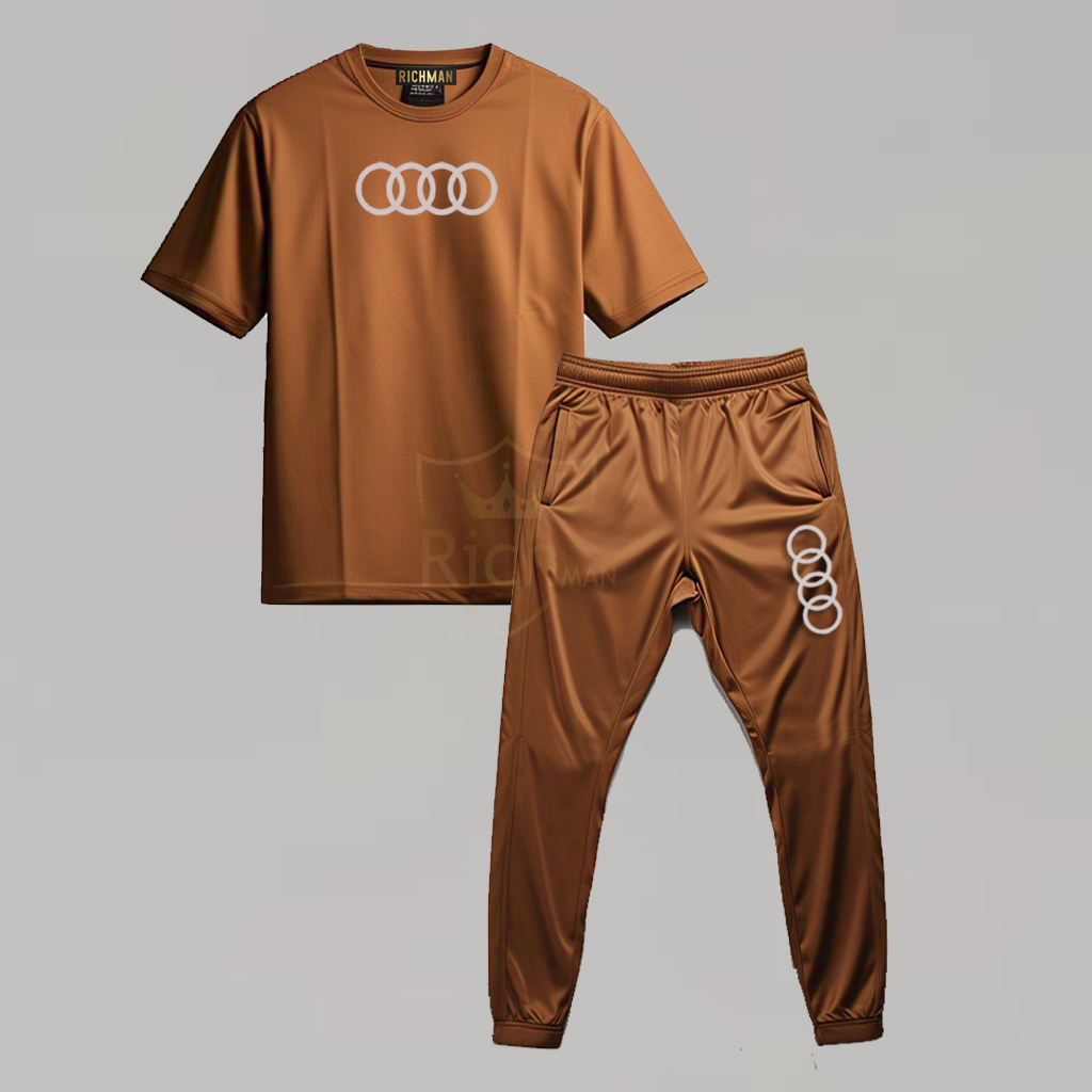 Reflective logo Active Gym Wear Tracksuit for Men New Style Tracksuit for Men and Women T-shit and Trouser set