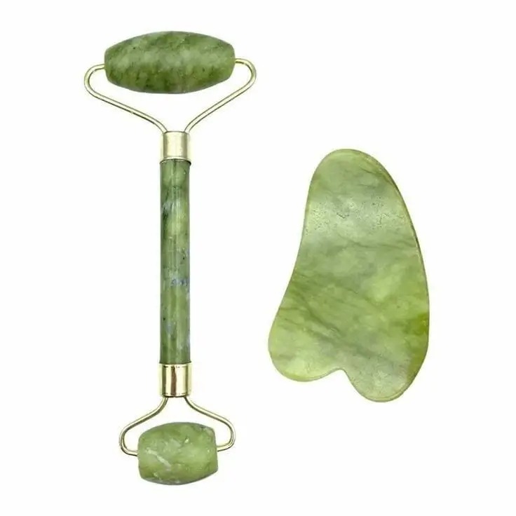 Original Gua Sha Facial Tool, Natural Jade Stone Board Guasha Massage Tool Self Care for Face Body Relieve Muscle Tensions Reduce Puffiness