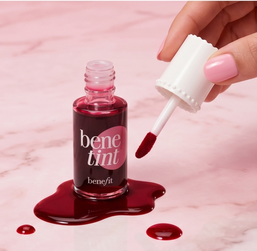 Lip & Cheek Tint Original Pink Red Cherry – Long Lasting Natural Liquid Blush for Lips and Cheeks – Waterproof Smudge Proof Lightweight Makeup Tint Set