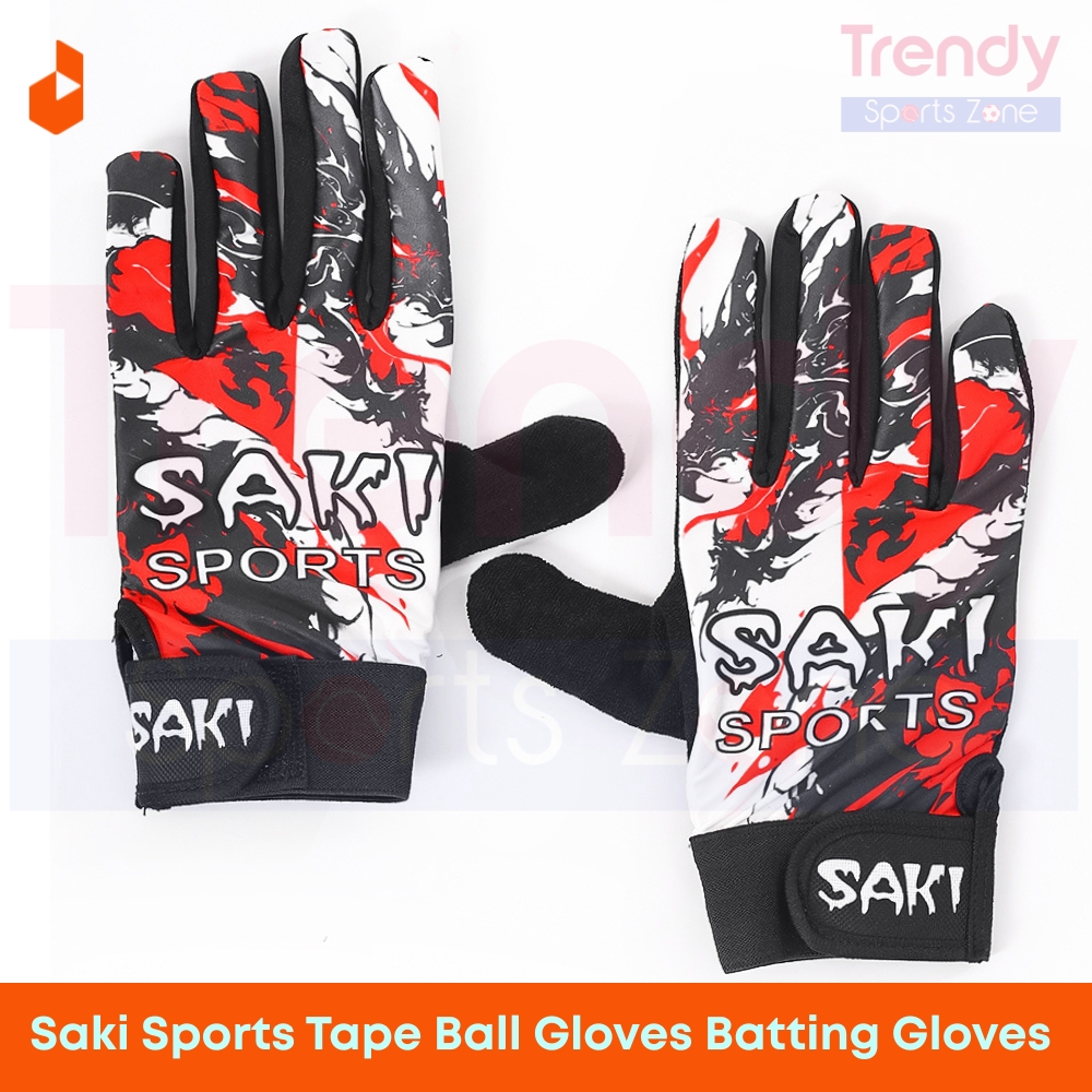 Saki Sports Tape Ball Cricket Gloves | High-Quality Full Finger Batting & Inner Hand Protection