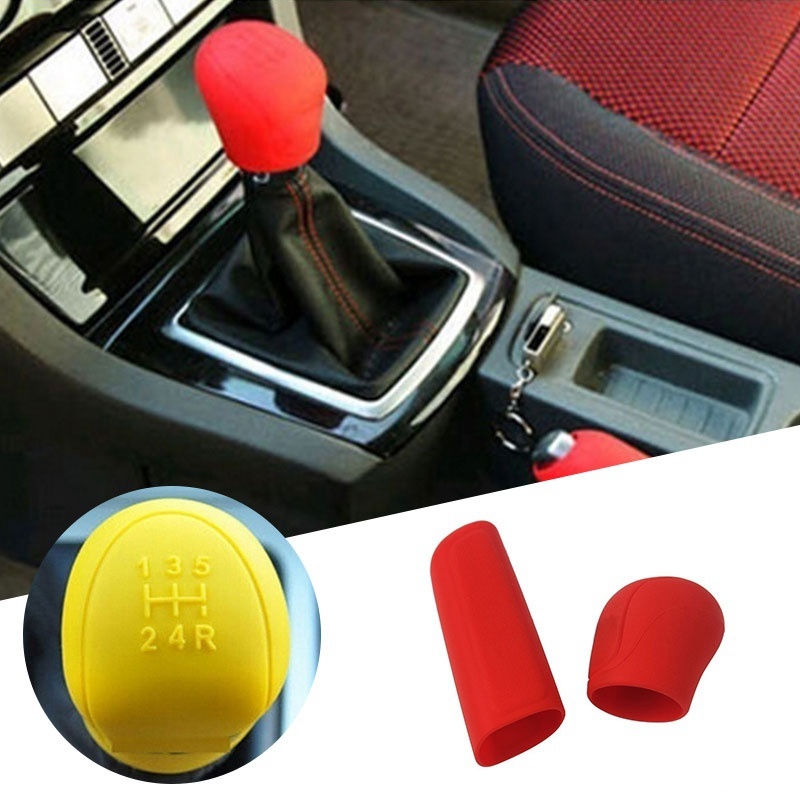 4Pcs Universal Manual Car Hand Brake Case Silicone Gear Head Shift Knob  Cover Gear Shift Collars Handbrake Grip（Black）