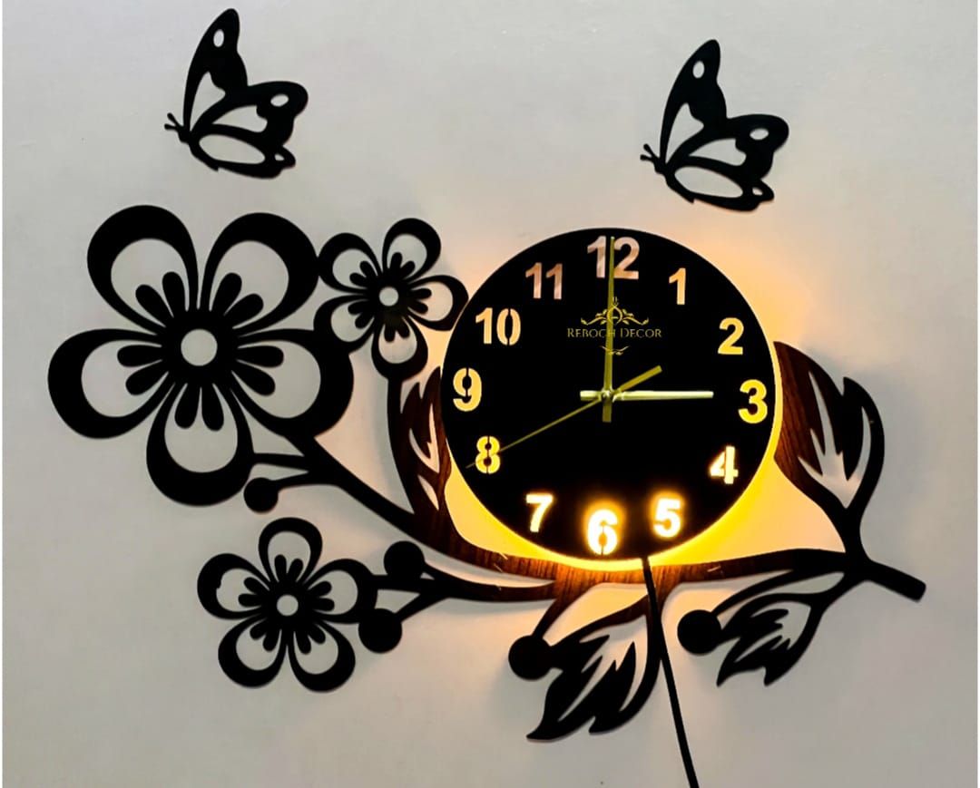 Reboch decor brand High quality wooden wall clock | Flower shaped wall clock | flower shaped wooden wall clock