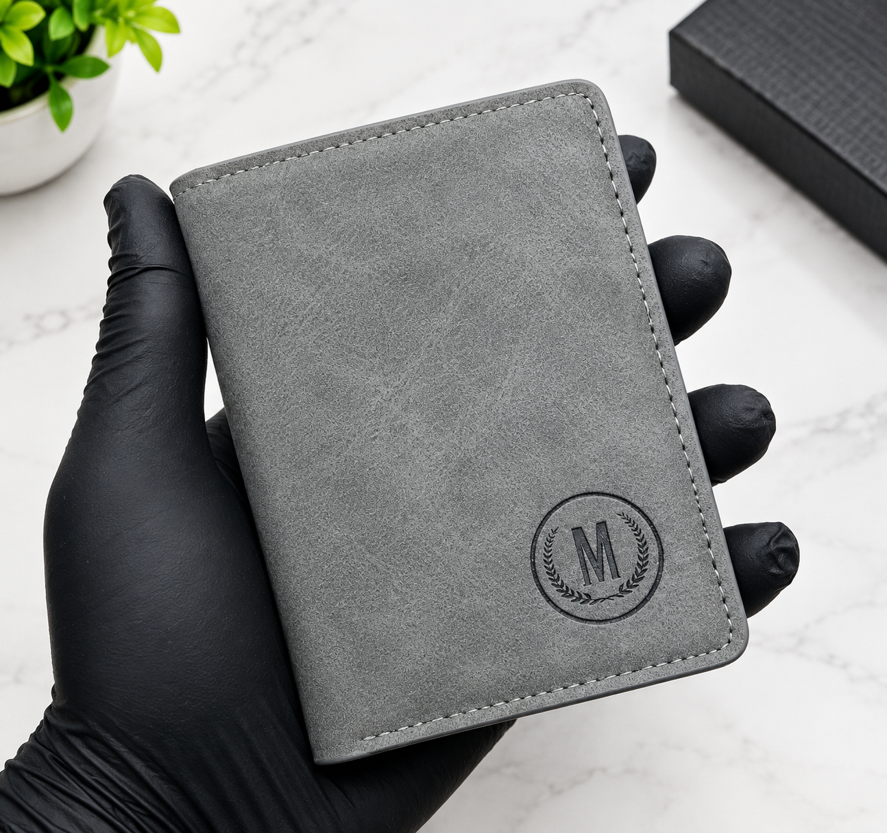 Premium Grain-Textured PU Leather Ultra-Slim Bifold with Quick-Access Card Slots Wallet for Men - Compact Gentleman Purse