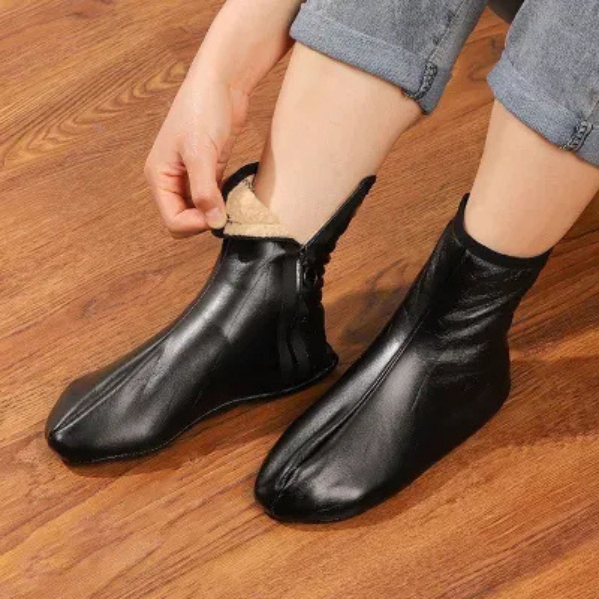Warm Leather Socks Zipper Moza for Men Women| Thermal Floor Socks Moza| Indoor House Soft Non-Slip Socks