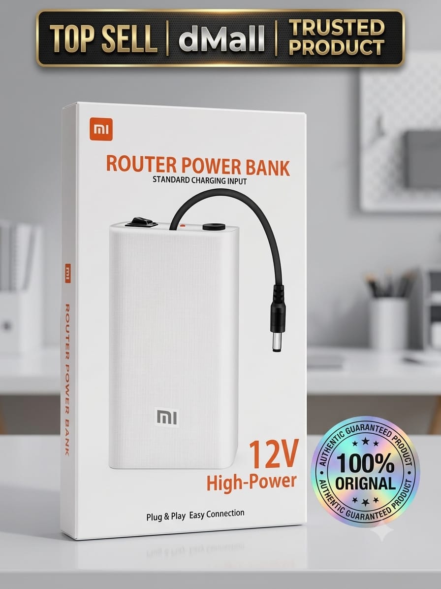 12V High-Power Router Power Bank for WiFi Modem & Router Backup -Compatible with Wi-Fi Routers & ONTs - High Capacity Backup - 20,000 AMH | WiFi Router UPS Power Bank 12Volts