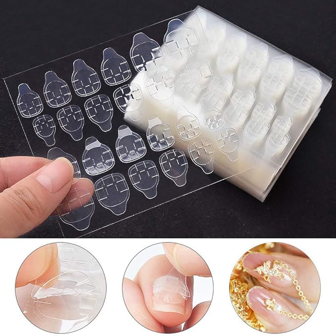 240pcs / 10 Sheets Fake Nails Nail Jelly Glue Double Sided False Nail Art Adhesive Tape Glue Sticker Fake Nail Glue Super Viscous Artificial Nails Glue