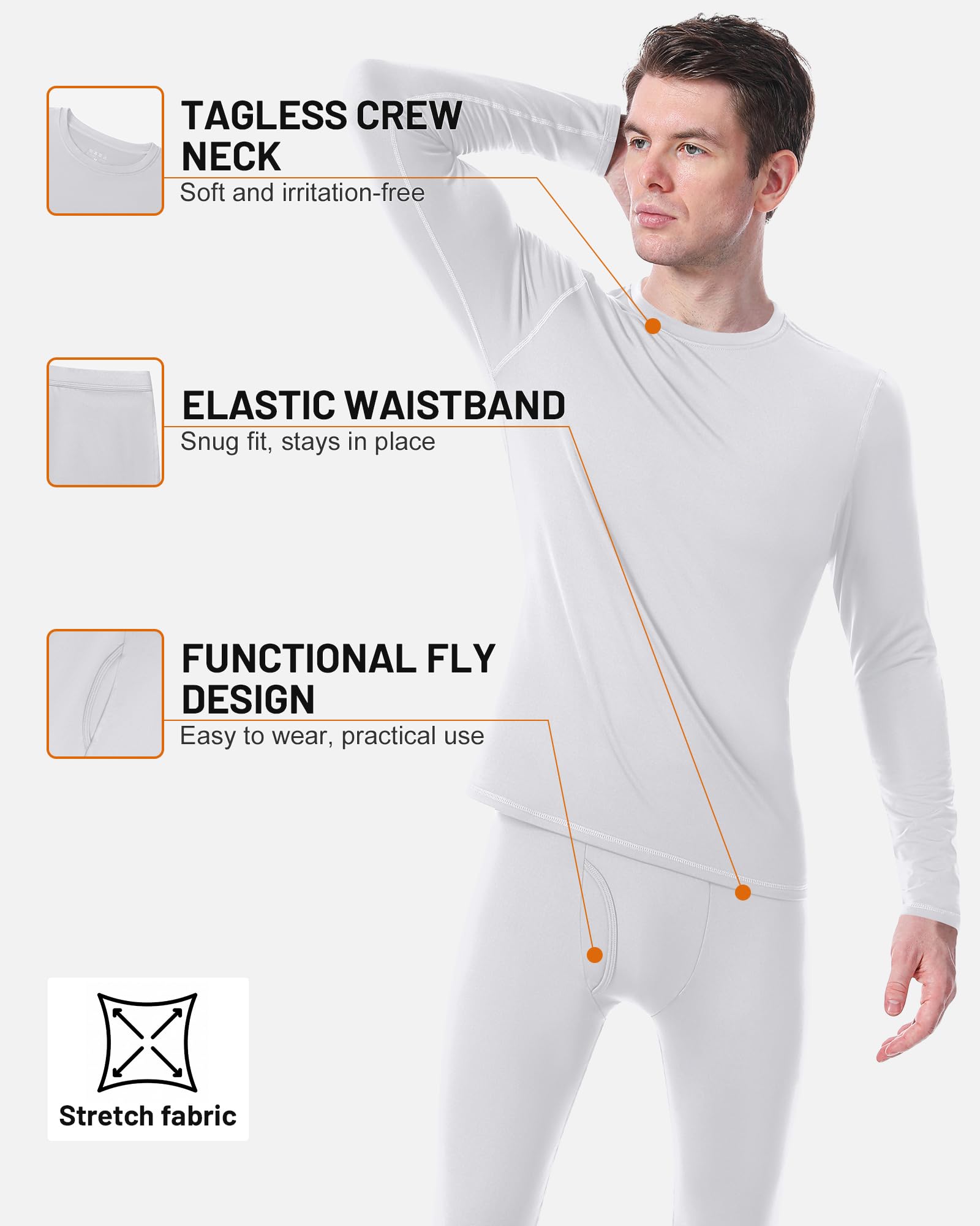 HUGE Ultra Soft Thermal Suit for Men Winter | Fleece Lined Inner Suit Set | Warm Moisture Wicking Long Johns Base Layer | HUGE