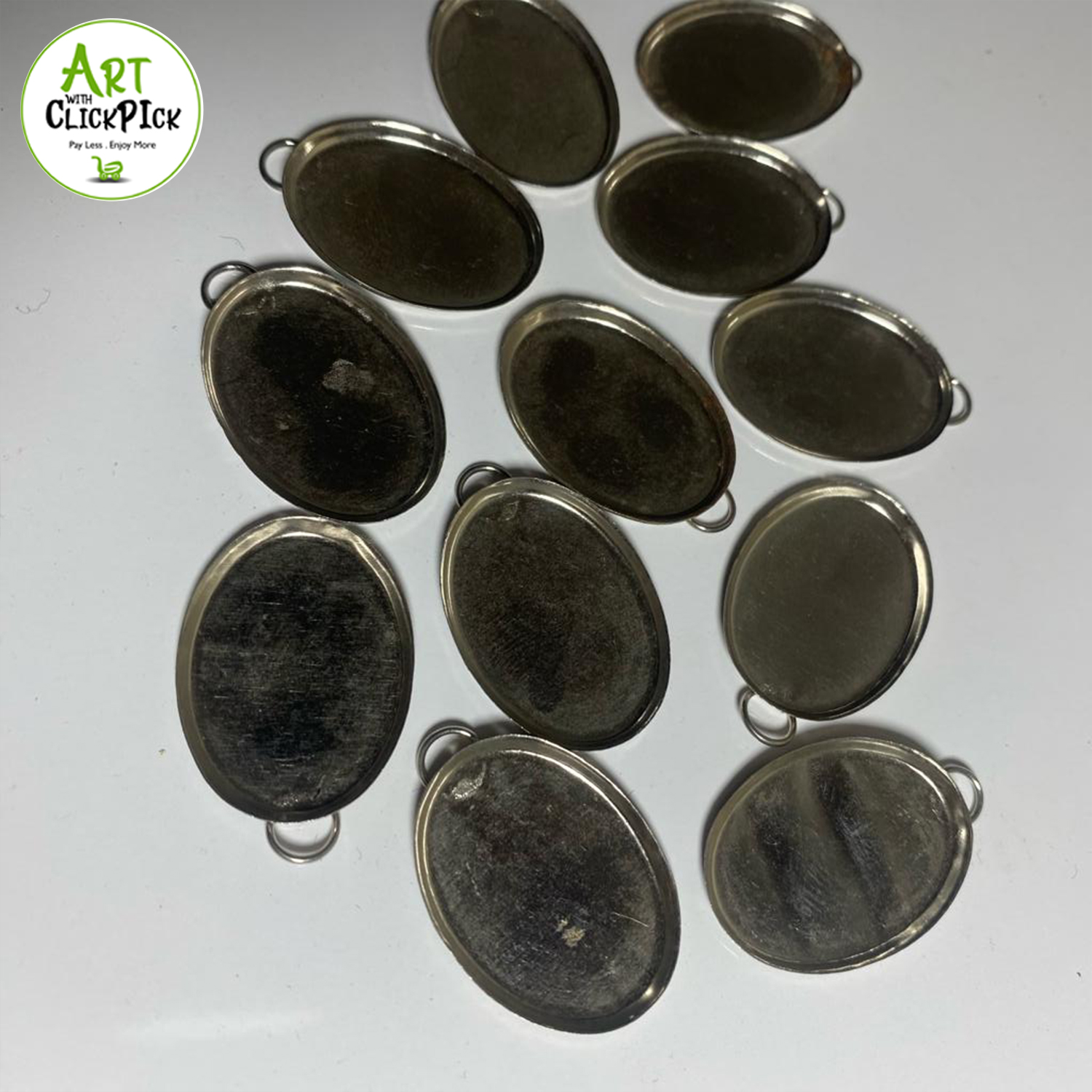 Oval pendant Base metal  | Necklace Earing | Alloy Hollow Mold Jewelry base for resin 