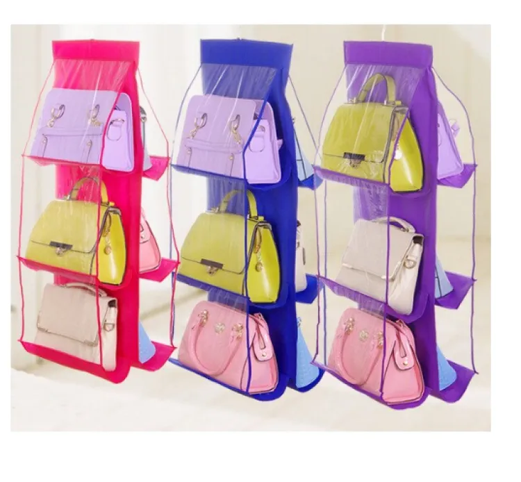 For Wardrobe Closet Transparent Storage Bag Hanging Handbag Organizer Door  with Hanger Pouch Wall Clear Sundry Shoe Bag