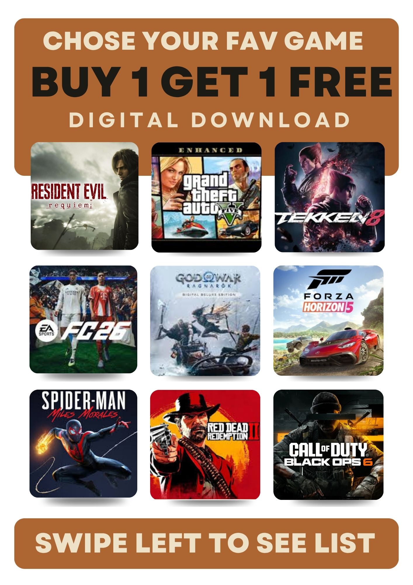 Bundle of pc games - buy 1 get 1 free - qr code/drive - home delivery