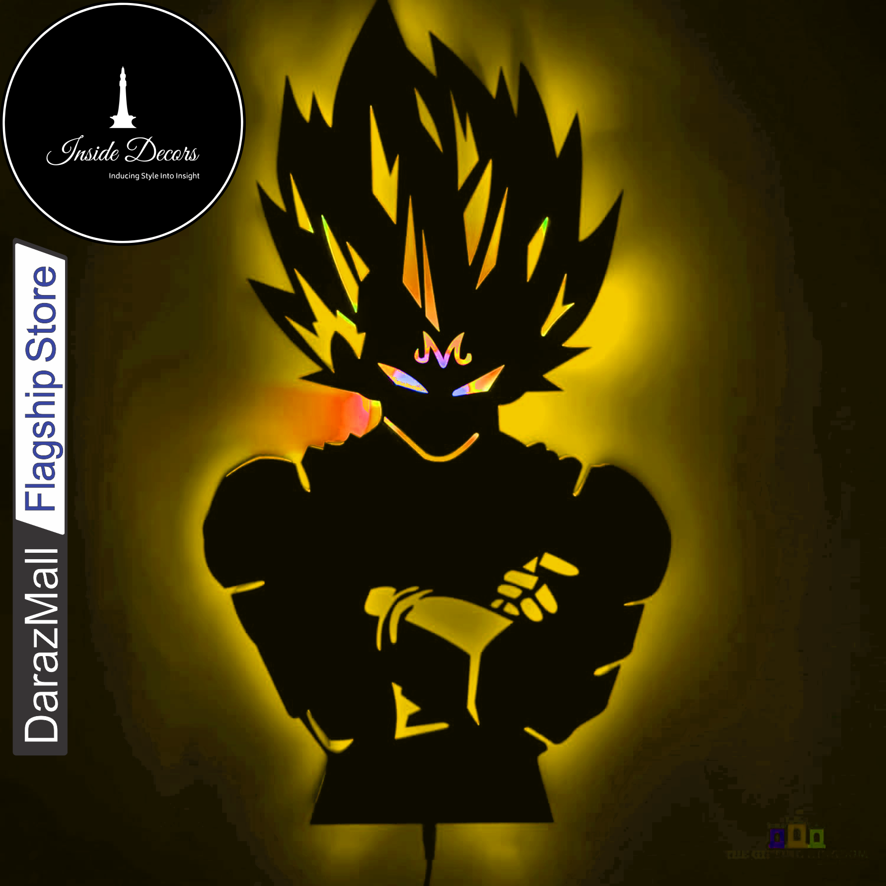 Majin Buu Saga Vegeta 3D LED Wall Lamp – 7mm Wooden DBZ Night Light with Sconces | Dragon Ball Z Decor for Gaming Rooms, Kids Bedroom & Anime Fan Gifts"