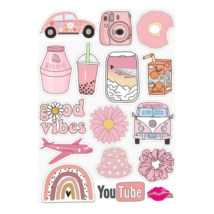 Aesthetic Sticker Sheet - Uncut and A6 Sized (10x15cm) Art for Laptops, Journals, and More - Express Yourself Creatively for Girls and Boys